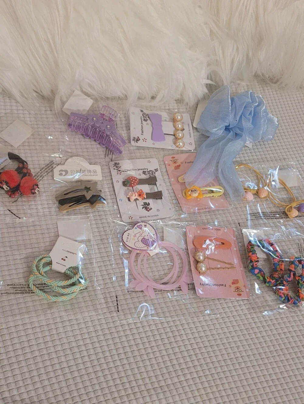 Kids Hair Accessory Set - Light Blue & Pastel Styles